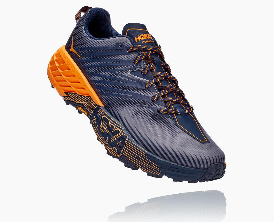 Pánske Trail Tenisky Hoka Vypredaj - Speedgoat 4 - Modre / Oranžové 30756-VMCO